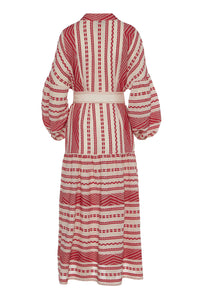 Isabelle Long Dress - Red/ Off White