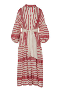 Isabelle Long Dress - Red/ Off White