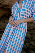 Load image into Gallery viewer, Billy Shirt Dress - Ocean Depth / Seashells Stripe