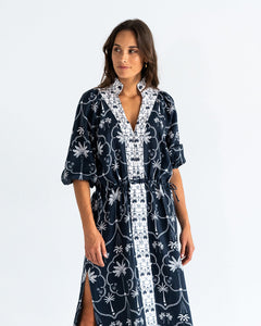 Cascada Maxi Dress - Navy Palm