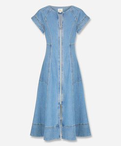 Clovelly Denim  Dress - Light Blue