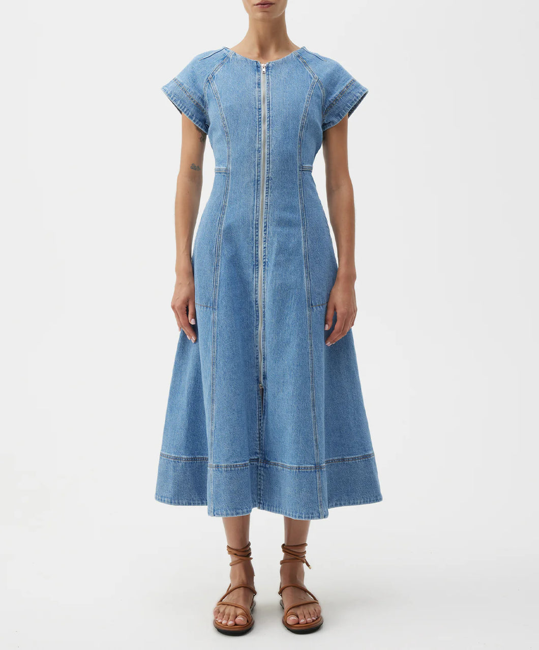 Clovelly Denim  Dress - Light Blue