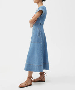 Clovelly Denim  Dress - Light Blue