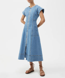 Clovelly Denim  Dress - Light Blue