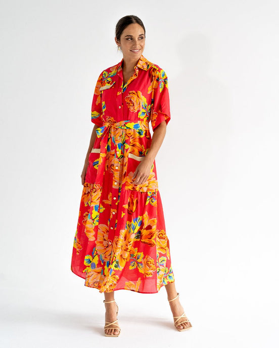 Isabel Maxi Shirt Dress - Sunset Floral