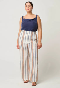 Dynasty Linen Viscose Pant in Cayman Stripe