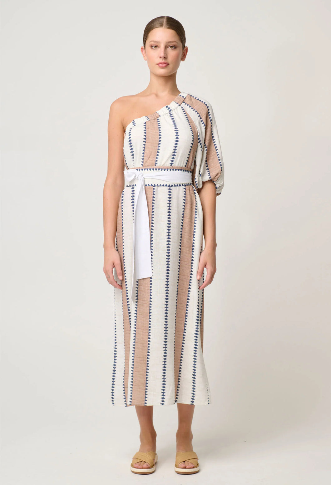 Bahia Linen Viscose Dress in Cayman Stripe