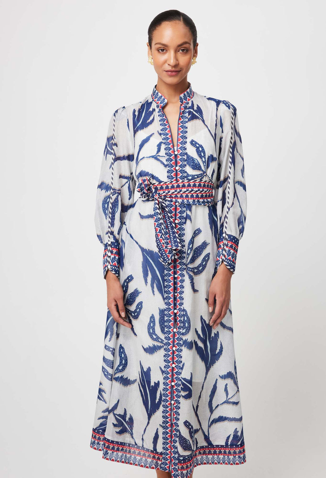 Tierra Cotton Silk  Dress - Palm Shadow