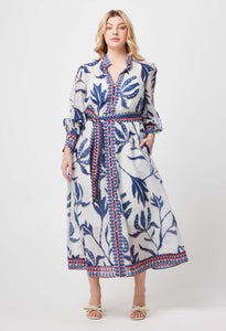 Tierra Cotton Silk  Dress - Palm Shadow