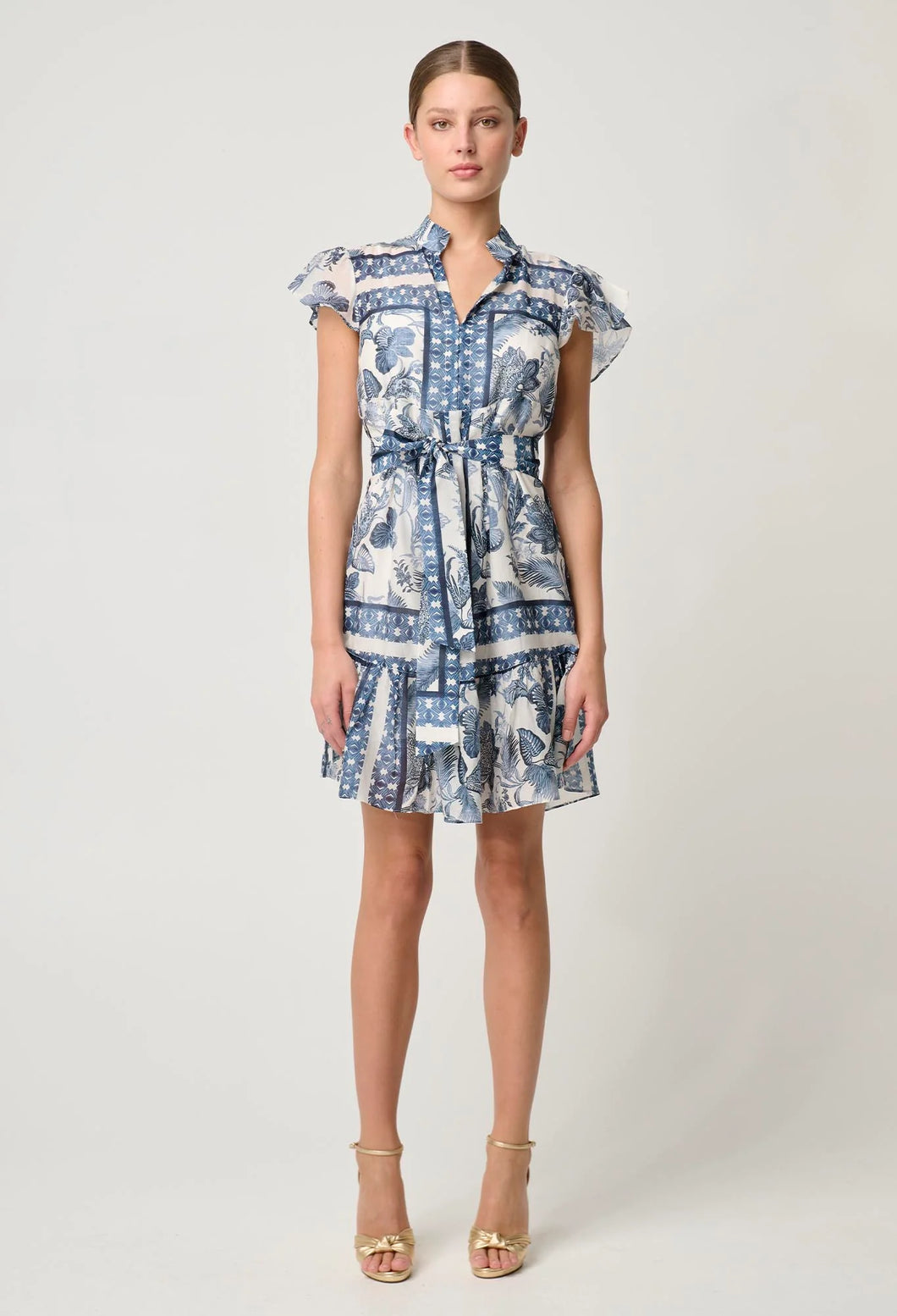 Martinique Cotton Silk Babydoll Dress - Ink Flè Print