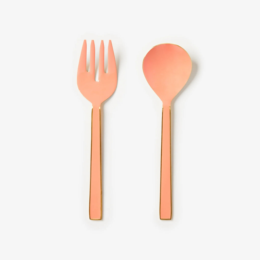 Enamel Salad Servers - Peach Set of 2