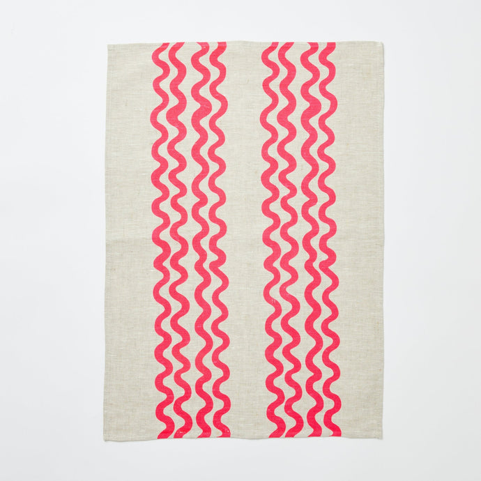 Tea Towel  - Double Waves Pink