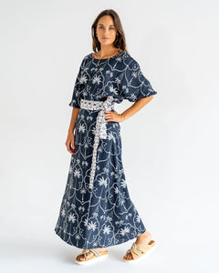 La Rocco Wrap Skirt - Navy Palm