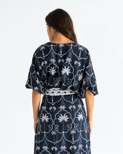 Load image into Gallery viewer, Whitehaven Blouse - Navy Palm