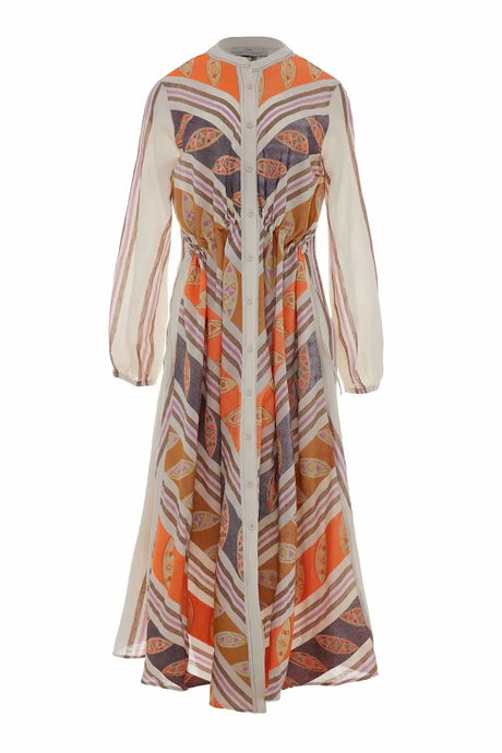 Tiffany Long Dress - Orange / Lilac