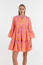 Load image into Gallery viewer, Ella Short Dress - Neon Orange/Fuschia