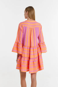 Ella Short Dress - Neon Orange/Fuschia