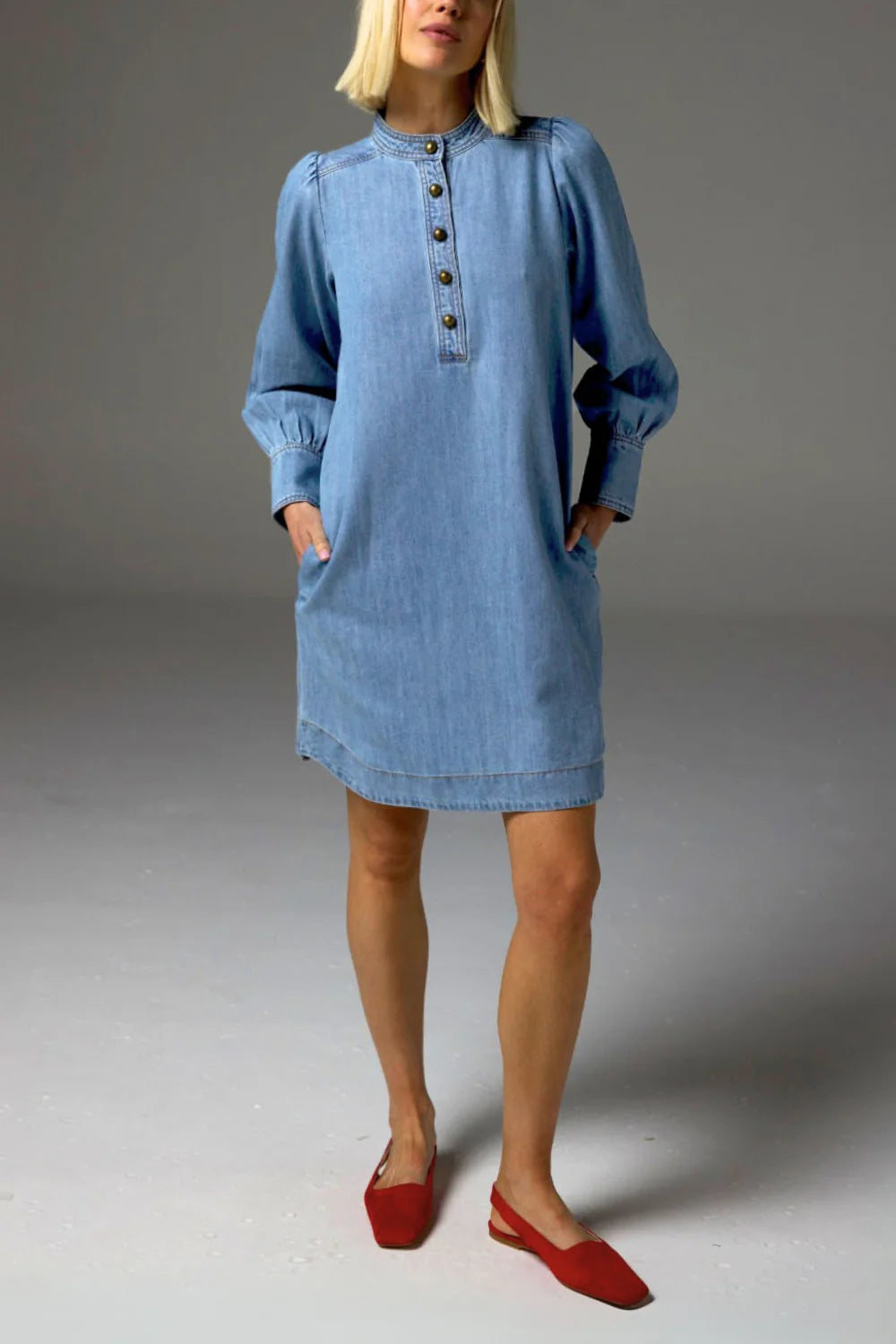 Elocution Dress - Light Washed Denim